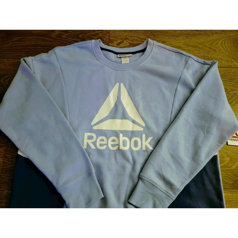 Reebok Womens Journey French Terry Cropped Crew Sweatshirt, Size XL Light Blue - Picture 2 of 5